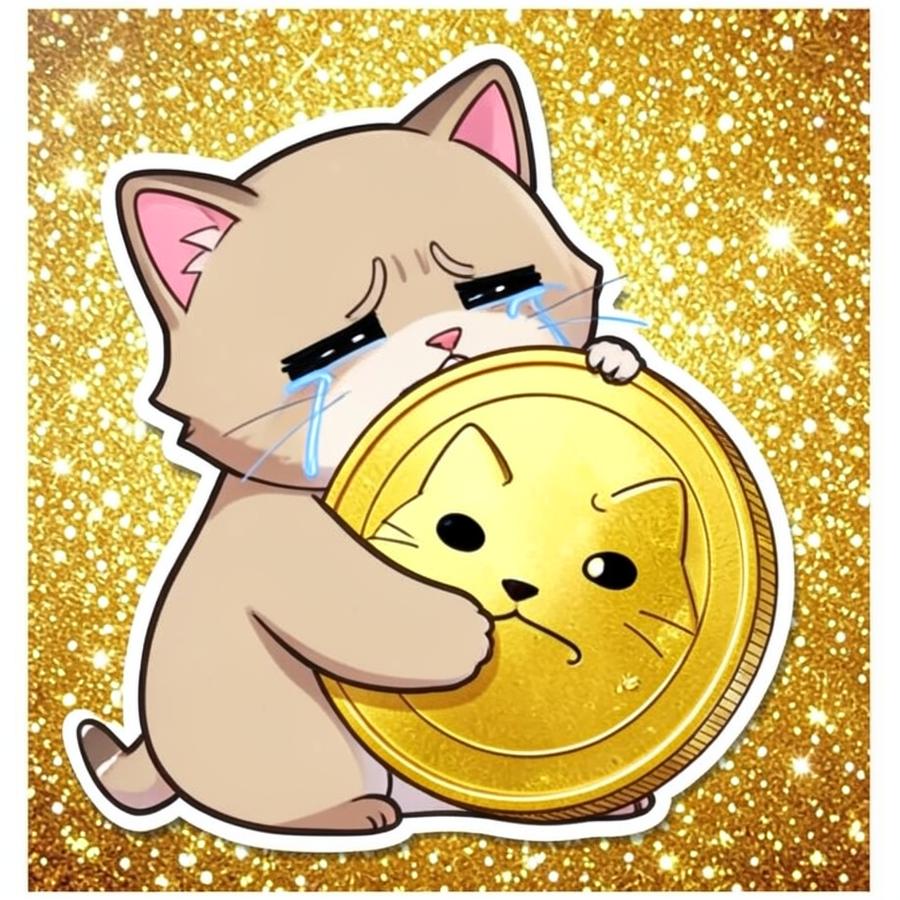 Cash Cat hugging a giant gold coin